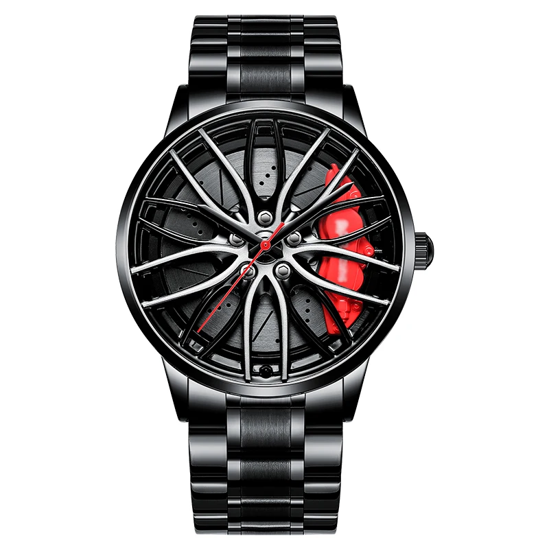 

NEKTOM Quartz Custom Watch Men Fashion Sport Rim watches Steel strap Car TE-37 Wheel Hubs watch