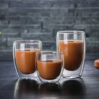 

best sell heat resistant glass double wall coffee cups clear glass mug