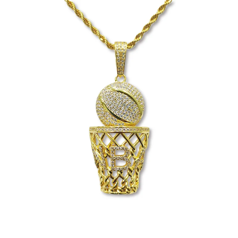 

Basketball Nets Charms Pendant Brass Jewelry Pendant Hip Hop Pendants With Letters, Gold / silver