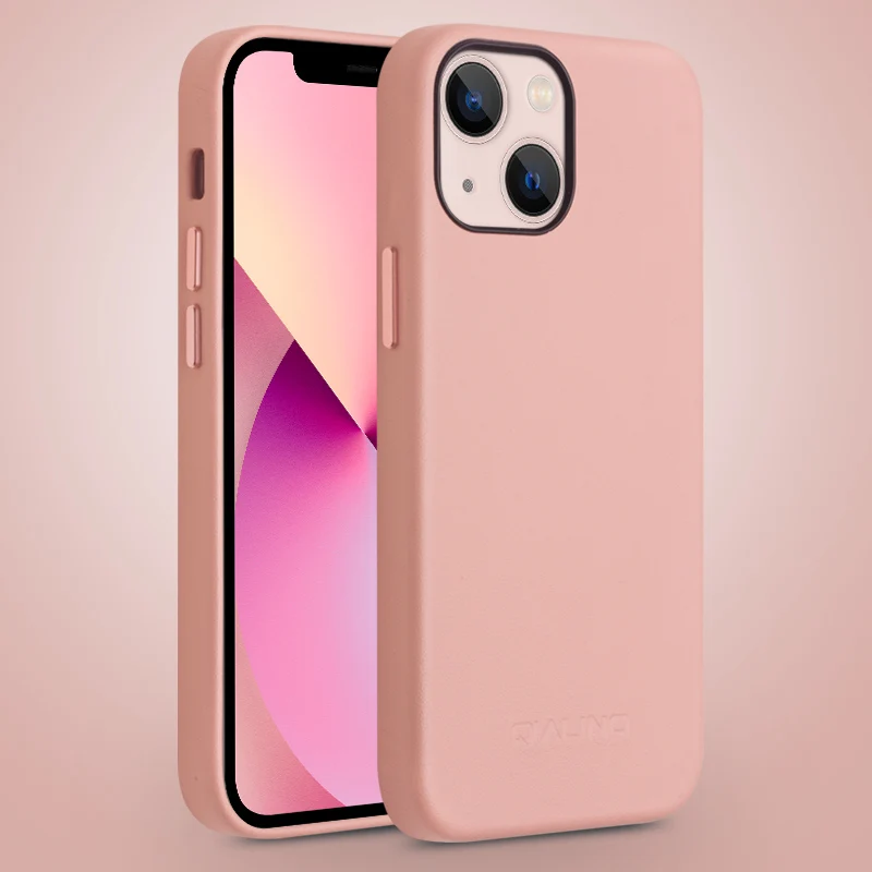 

QIALINO Brand New Luxury Genuine Leather Phone Case For iPhone 13 Pro Max, Black, purple, blue, dark green, light brown