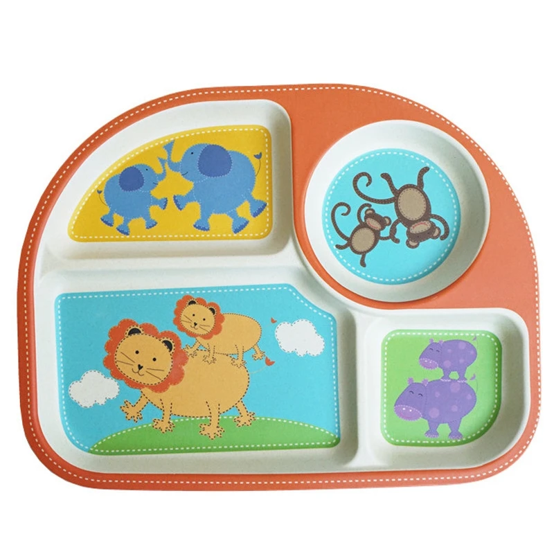 Cartoon hot sale bamboo fiber children's dinner plate customize plate for kids