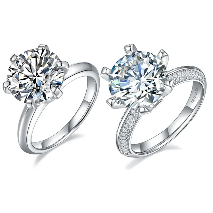 

5ct moissanite ring silver 925 with white gold plated Round white D color VVS moissanite eternity ring for wedding engagement