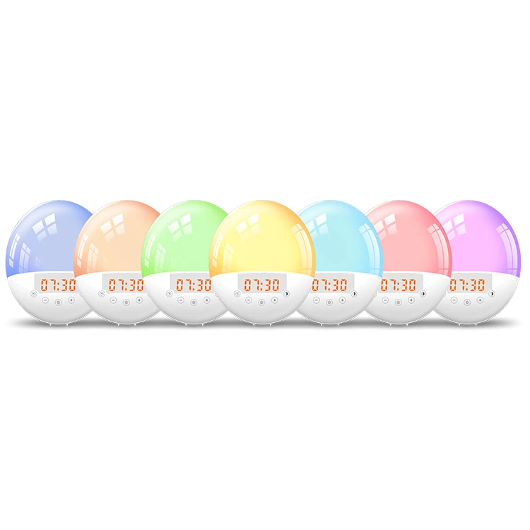 

Homeplus Color Changing Alarm Clock Usb Charging Touch Sensor Led Sunrise Wake Up Light, White