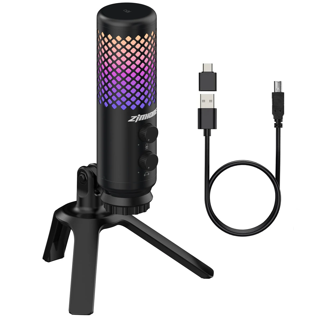 

RGB Wired Studio Podcasting Gaming Microphone USB Stream Recording Desktop USB Condenser Mic Microphone