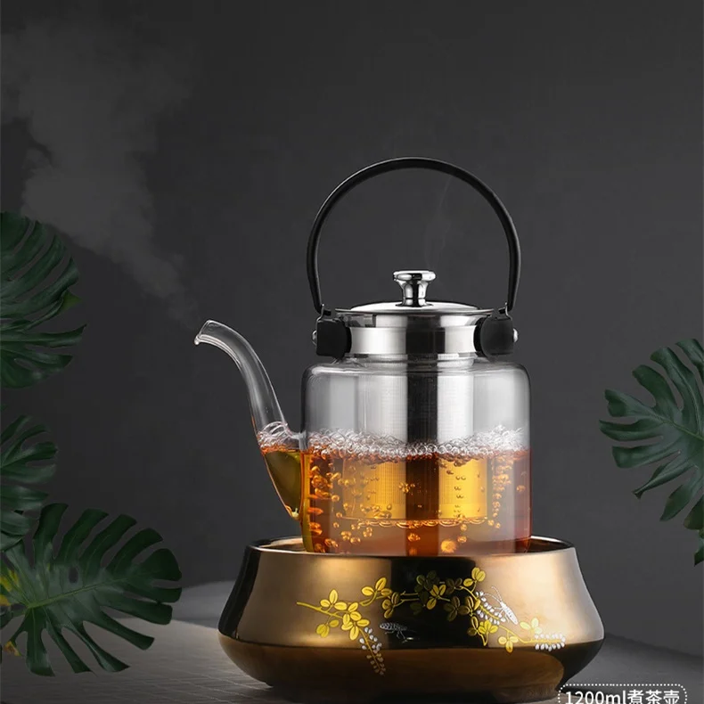 

Transparent high borosilicate teapot heat resistant glass tea pot with infuser