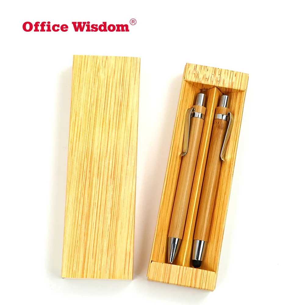 Bamboo Pen Set Bamboo Ballpen Stylus Pen Mechanical Pencil Eco