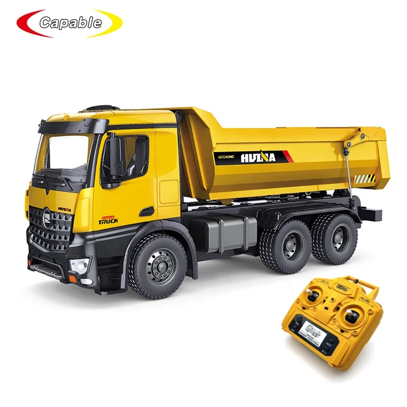 Full Metal Alloy Huina Rc Construction Truck Large Diecast Remote Control Dump Truck With Light