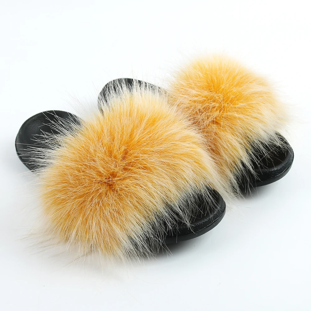 

2021 Good Price Designer Fuzzy Fluffy Slides Fur Sandals FOX Faux fur Women Slide Slippers Slide