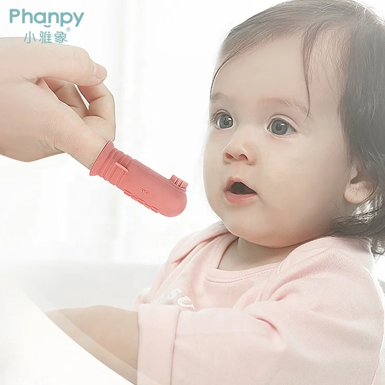 

PH719485 2021 Most Selling Silicone Teething Finger Toothbrush For Babies, Pink, red, blue, yellow, customized