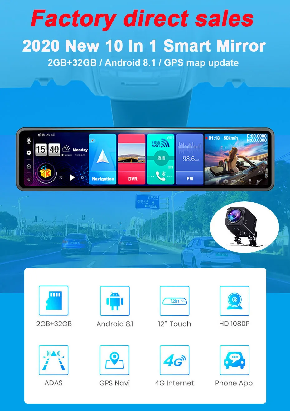 android  4+32G 1080p car dvr