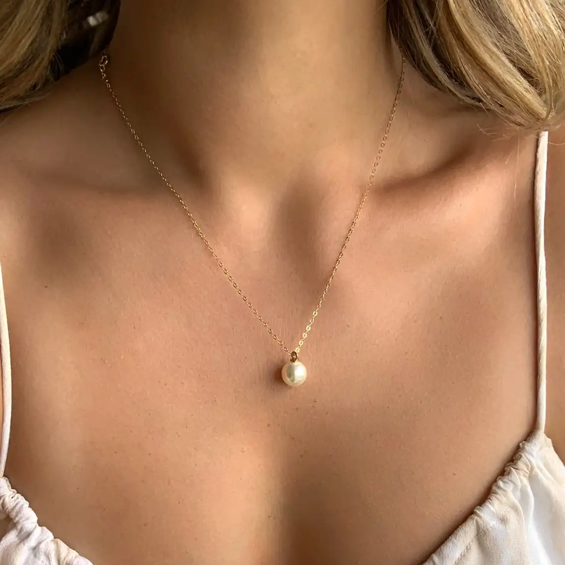 

2021 Women Mother of Freshwater Shell Pearl Choker Necklace 925 Silver Chain Pendant Pearls Necklace