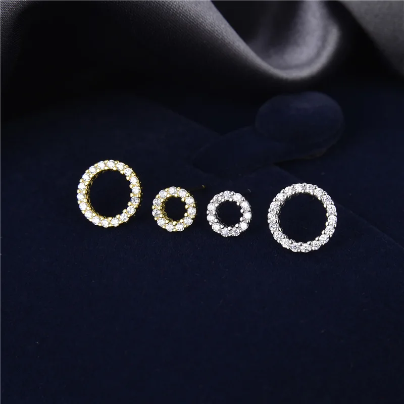 

Sparkling Cubic Zirconia CZ Stud Earrings Minimalist Tiny Round Diamond Sterling Silver Earrings Jewelry