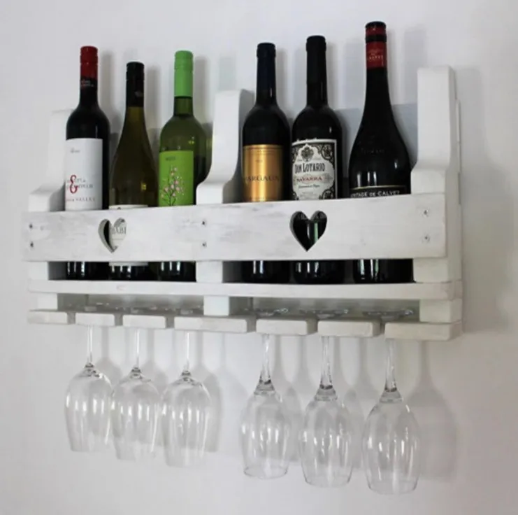 

Factory custom antique wall-mounted wooden wine rack on the wall, Wood color