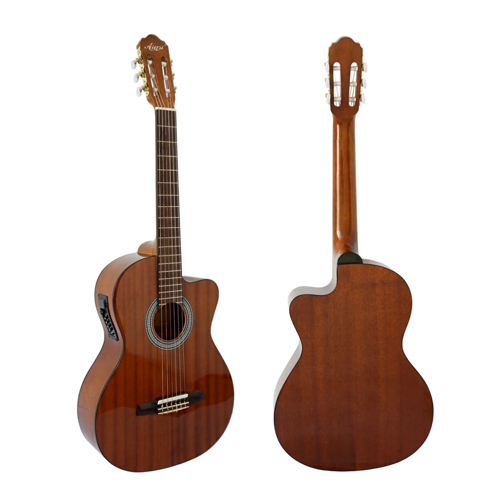 Wholesale Aiersi Brand Cheap Price Cutaway Electric Classical Guitar Handmade Vintage Mahogany Spanish Guitar Made in China