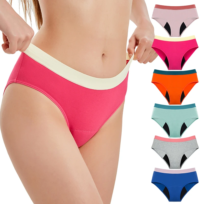 NO PFAS Teenager Cotton  4 Layer Menstrual Panties Teen Girls  Leakproof Absorbent Period Underwear Briefs Culotte Menstruelle