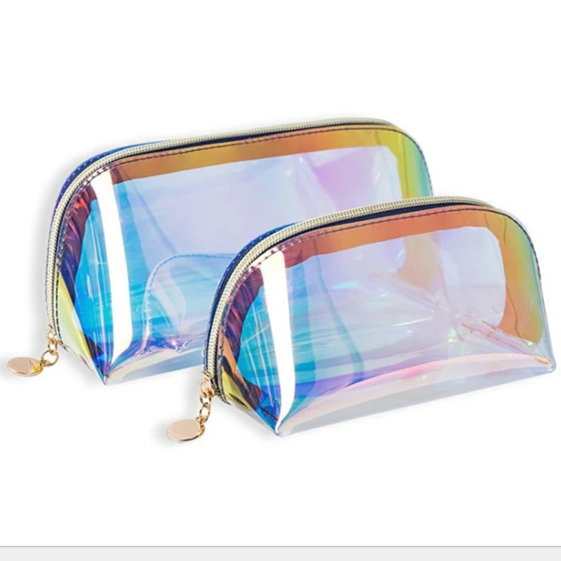 

Girl Clear Cosmetic Bag Laser Transparent Makeup Bag for Women Waterproof Zipper Beauty Case Travel Toiletry Bags