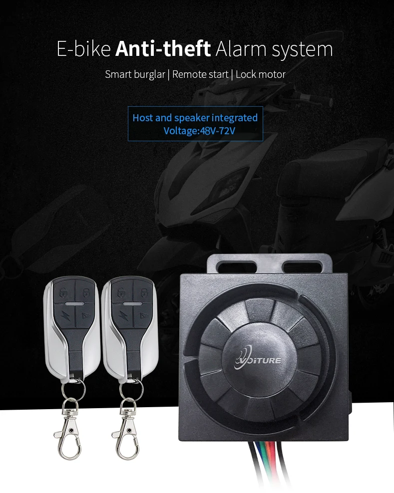 Universal 48v72v One Way Waterproof Antitheft Electric Bike Alarm E