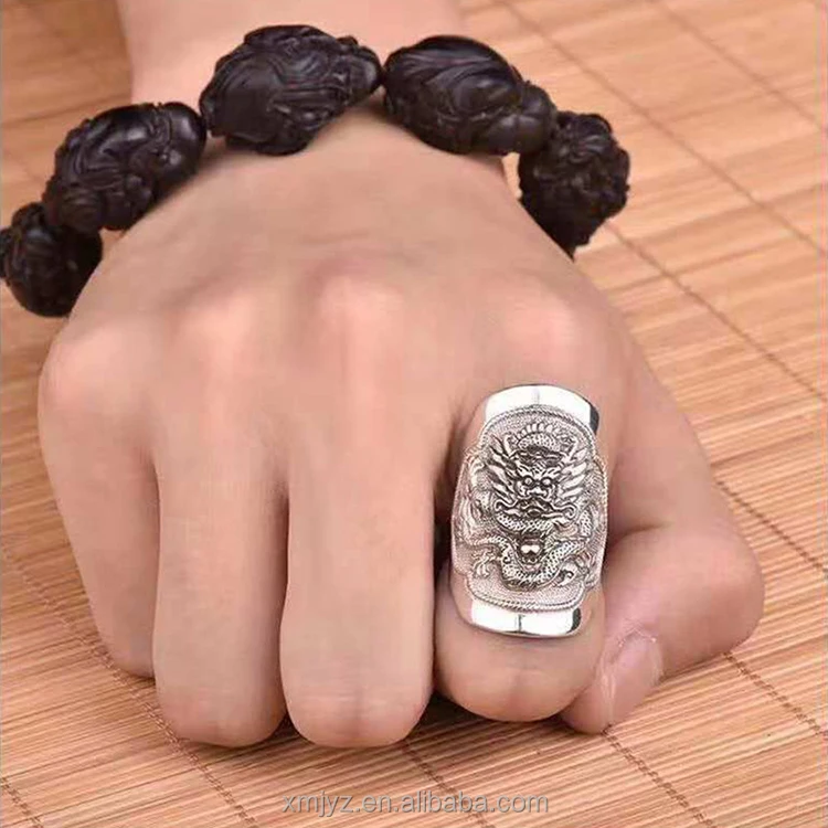 

Trendy Totem Dragon 990 Sterling Silver Domineering Thai Silver Vintage Personality Index Finger Ring Fashion Silver Jewelry