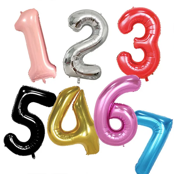 

Wholesale 40 inch 0-9 Number Balloons Aluminum Film Multi-color Decorating Birthday Party Foil Balloons