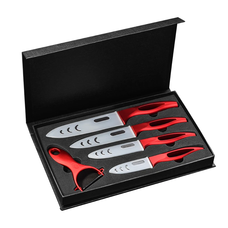 
New arrival black 5pcs with gift box kitchen ceramic knife set 