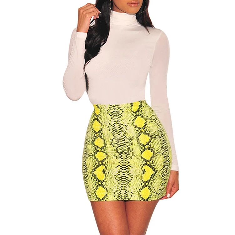 Explosion Wholesale Bodycon Dress Latest Design Mini Skirt Sexy Snake Print Skirt
