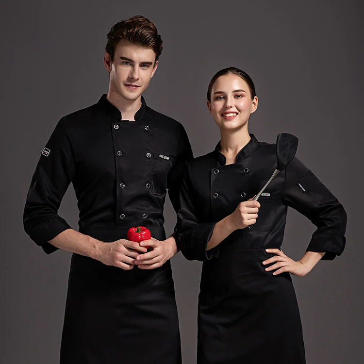 

Professional Long Sleeves Restaurant Uniform Chef Coat Men's Cook Jacket Kitchen Cuisine Bakery Cafe Hotel Waiter Chef Clothes