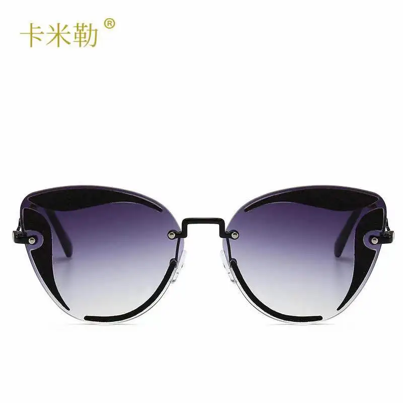

newest fashionable rimless metal women sunglasses UV350 frame glasses personalized sunglasses, Any available