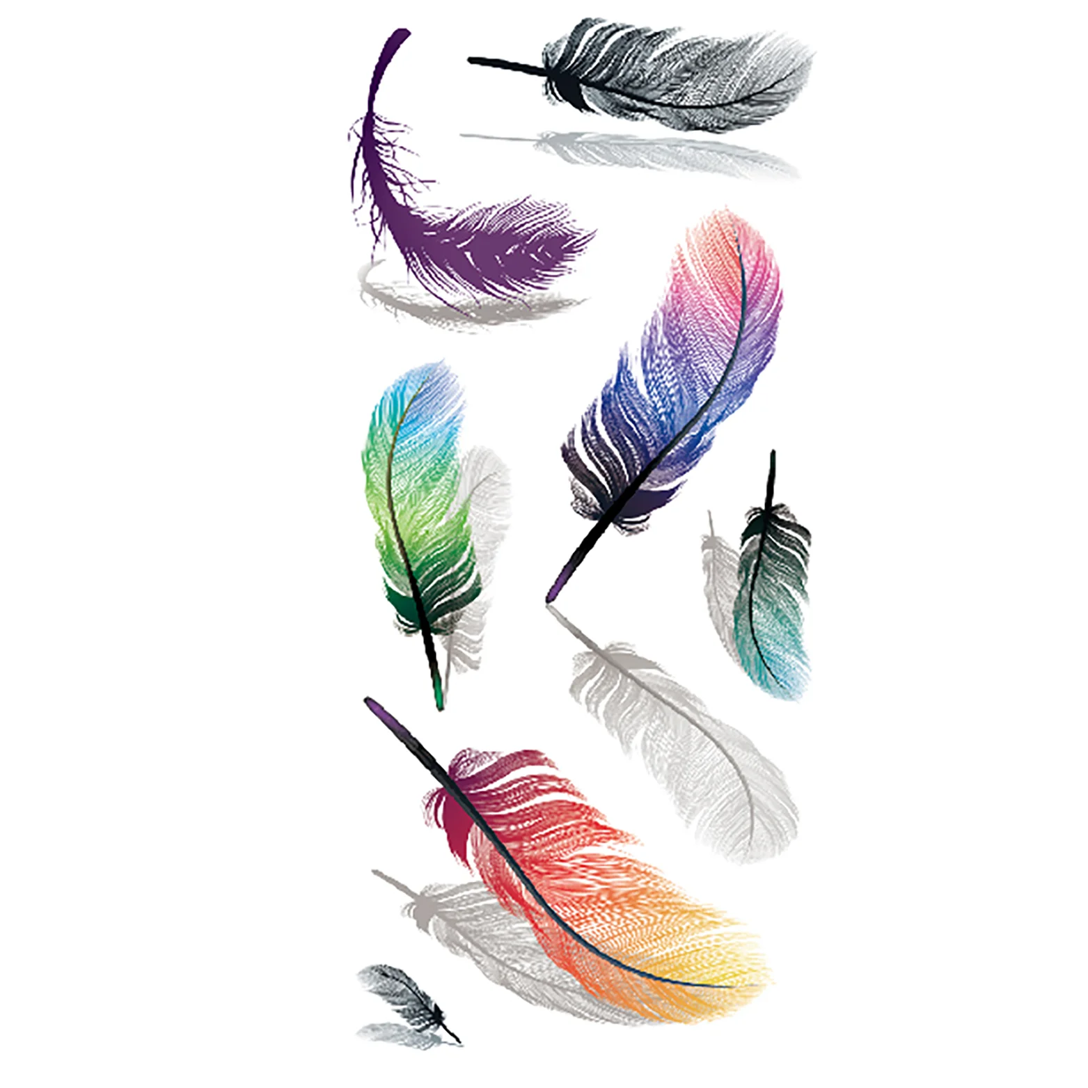 

2021 Hot Sale 3D Body Art Color Bird Feathers Waterproof Disposable Tattoo Sticker, Cmyk