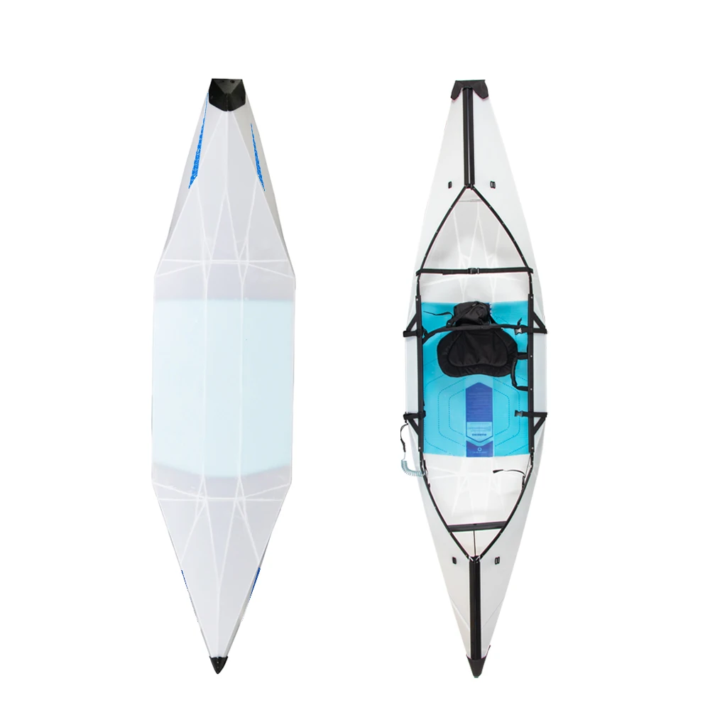 

New Arriving Terravent Cheap Foldable Canoe boat Plastic Origami oru kayak collapsible folding portable lightweight kayak, White