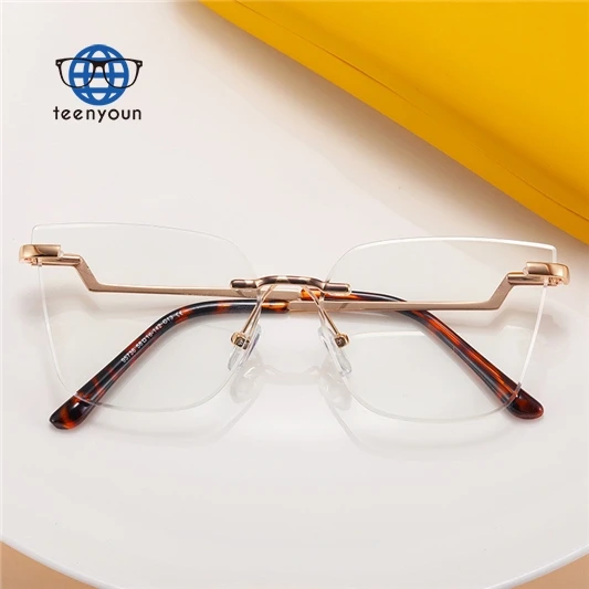 

Teenyoun Fashion Slim Metal Computer Anti Blue Light Blocking Spectacles Glasses Eyeglasses Frames Rimless