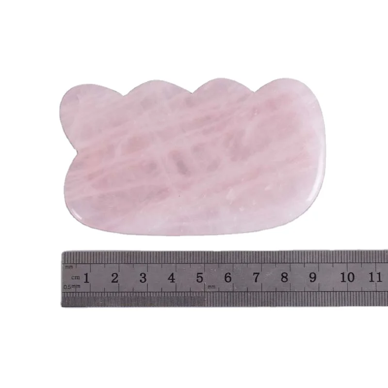 

Natural wave shaped Rose Quartz gua sha board massage tools slimming board