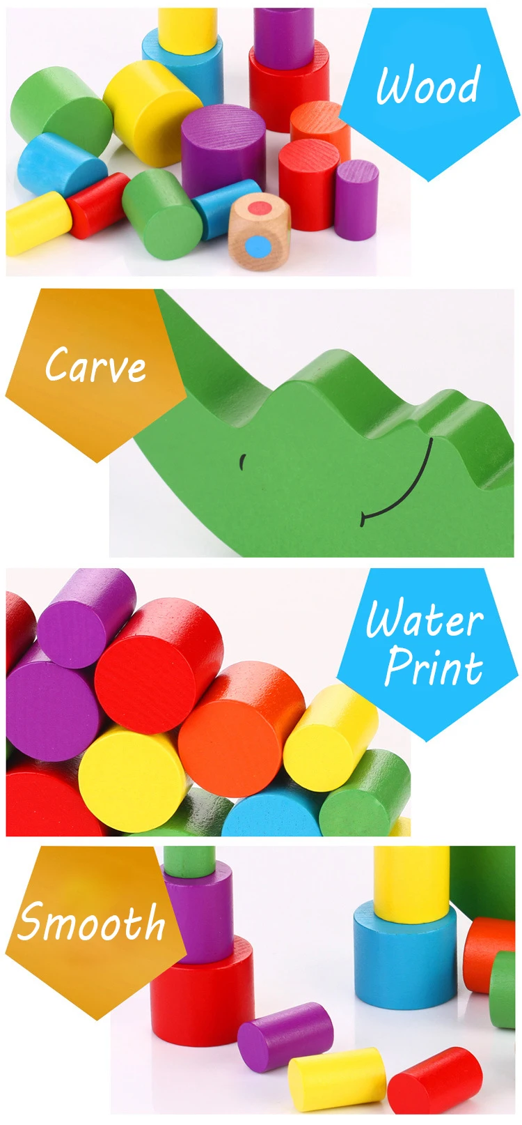 Wooden Stacking Blocks Balancing Game Moon Equilibrium Game Sorting Toy