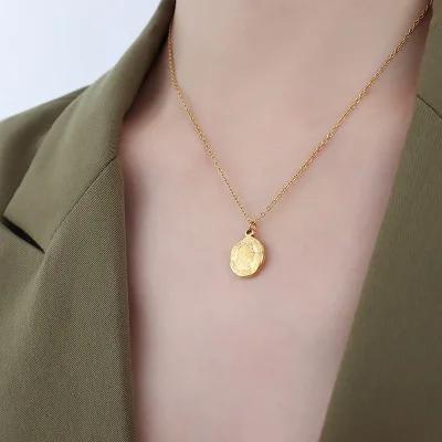 

18K Gold Plated Stainless Steel Cherub choker Necklace Fashion Charm Angel Coin Necklace, Gold/silver/rose gold