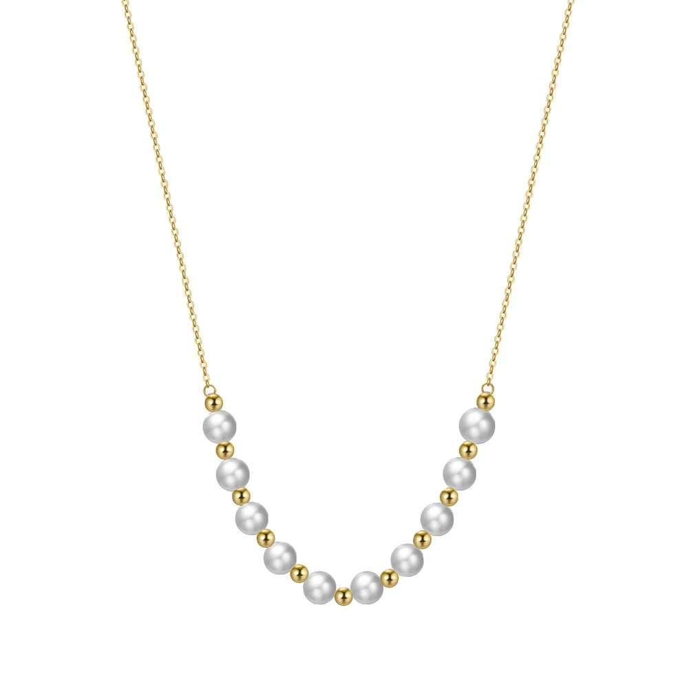 RINNTIN GPN23 Trendy Freshwater Baroque Pearls Necklace Jewelry Pearl Beads Adjustable 925 Sterling Silver Necklace for Women