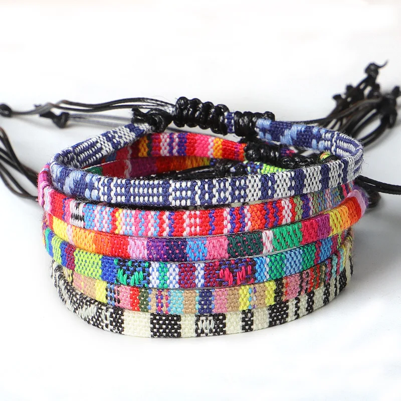 

Custom Hand Made Boho Jewelry Colorful Rainbow Colors Adjustable Woven Friendship LGBT Bracelet