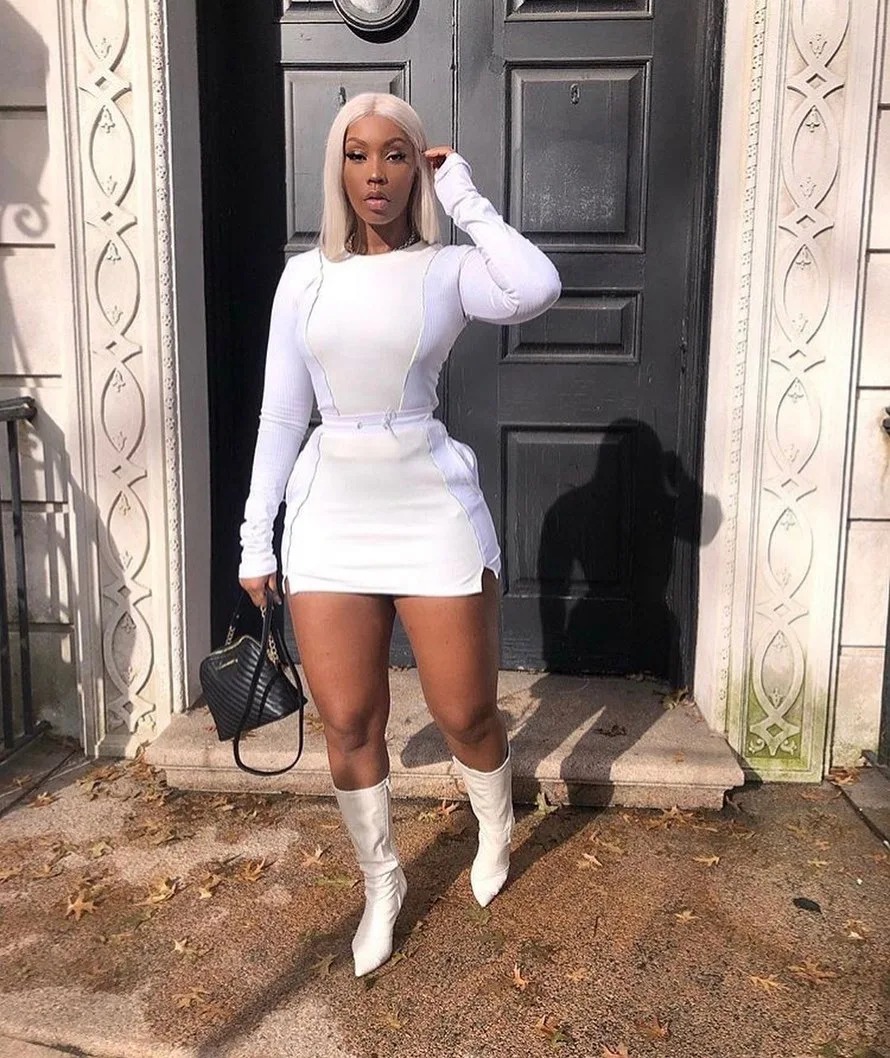

2021 Plus size casual dresses ladies long sleeve Knee Length Streetwear bodycon dress fall womens stylish clothing, White,purple,black