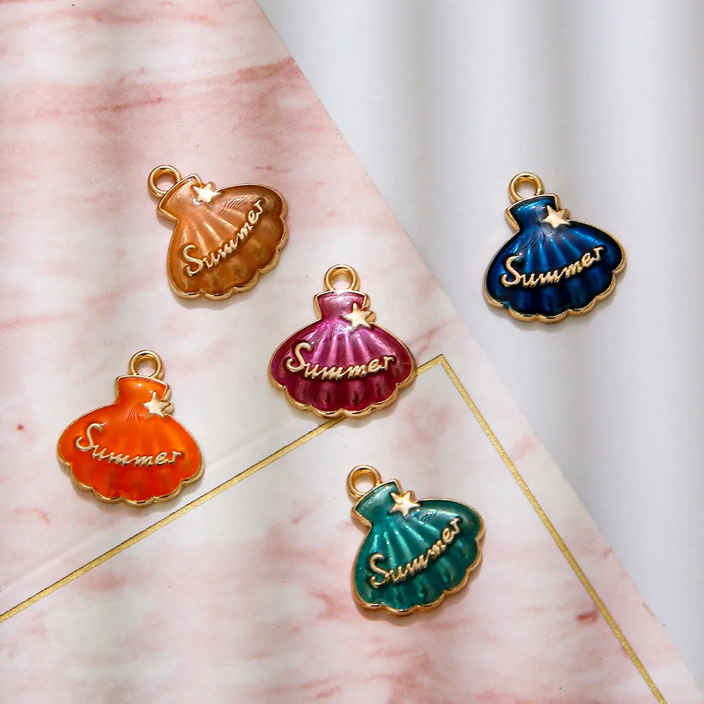 

Shell Multicolor Enamel Charms Pendants Summer Alloy gold plated Beach Style Jewelry making Decorated Beautifully Accessories, As shown