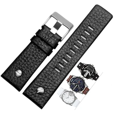 TOP watchband for DIE-SEL DZ7313 DZ7333 DZ7311 DZ7371 watch strap cow leather with silver rivet 22 24 26 27 28mm genuine leather