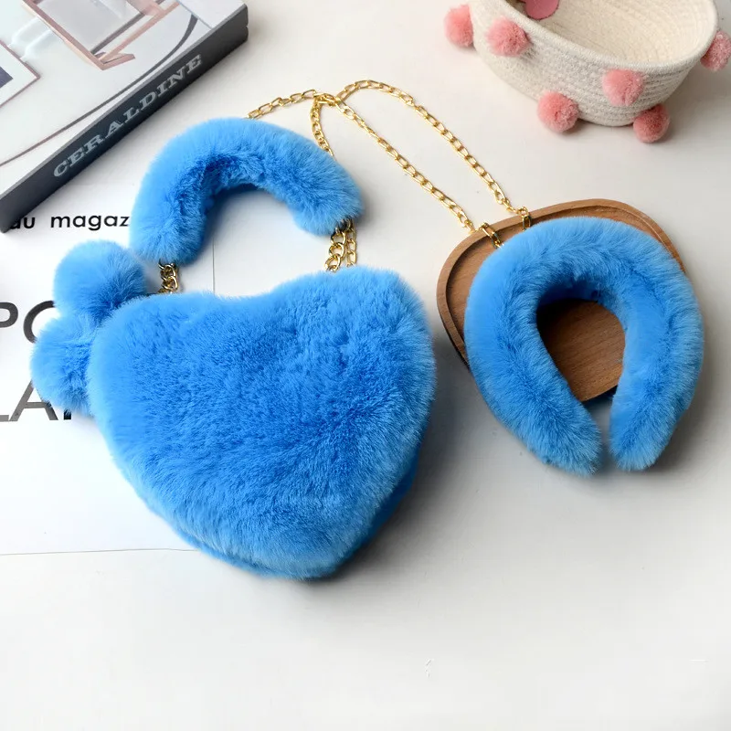 

Colorful Furry Purse Cute Cow Pattern Handbags Lady Design Fuzzy Shoulder Bags Women Fur Hand Bags