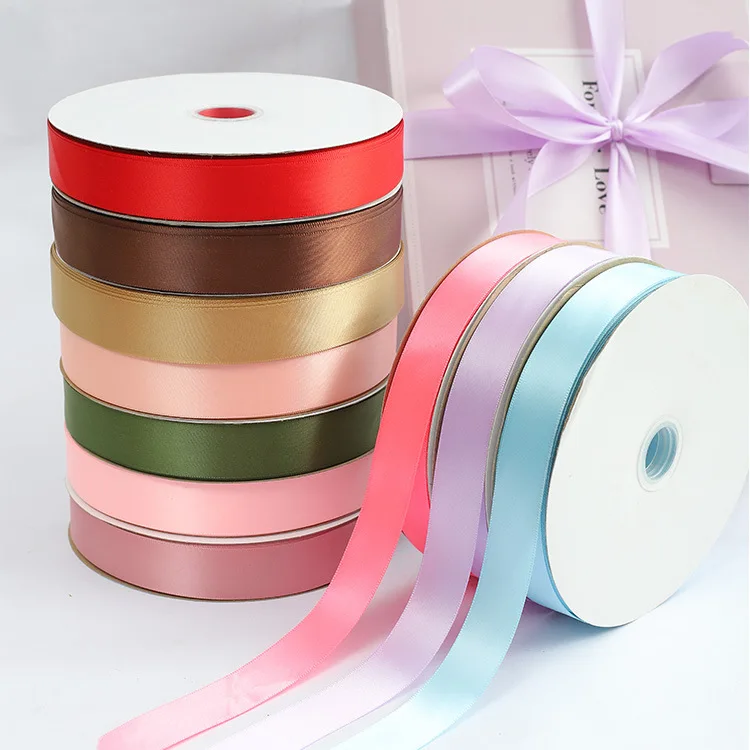 100% Polyester 15 mm Solid Color Single Face High Density Mother's Day Flower Gift Wrap Satin Ribbon