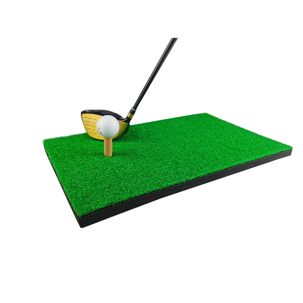 

Wholesale Artificial Grass turf nylon golf hitting mat with golf tee in stock for indoor outdoor training, Green