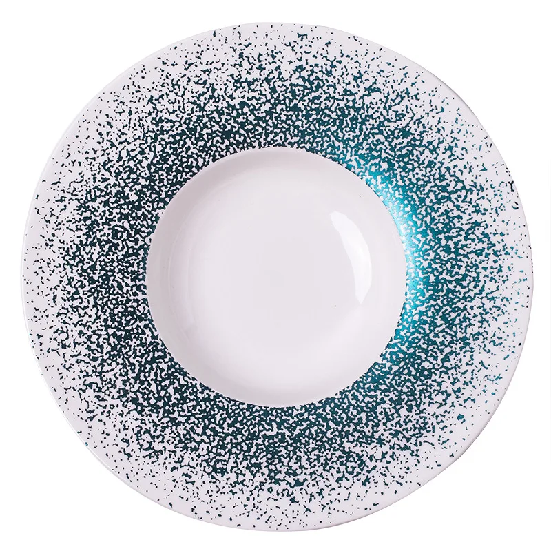 

Nordic style Straw Hat Shaped Ceramic Plate Creative pasta plates home&restaurant dish Salad soup plate, Underglaze colour