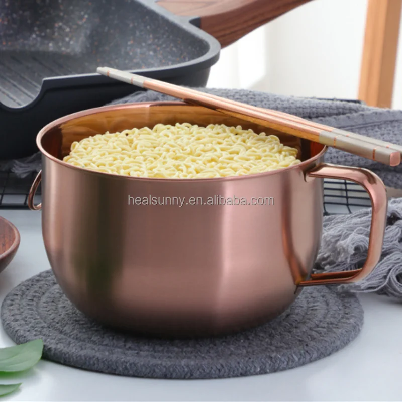 

Custom printed insulated stainless steel instant noodle bowl with handle, Silver/gold/rose gold/rainbow no