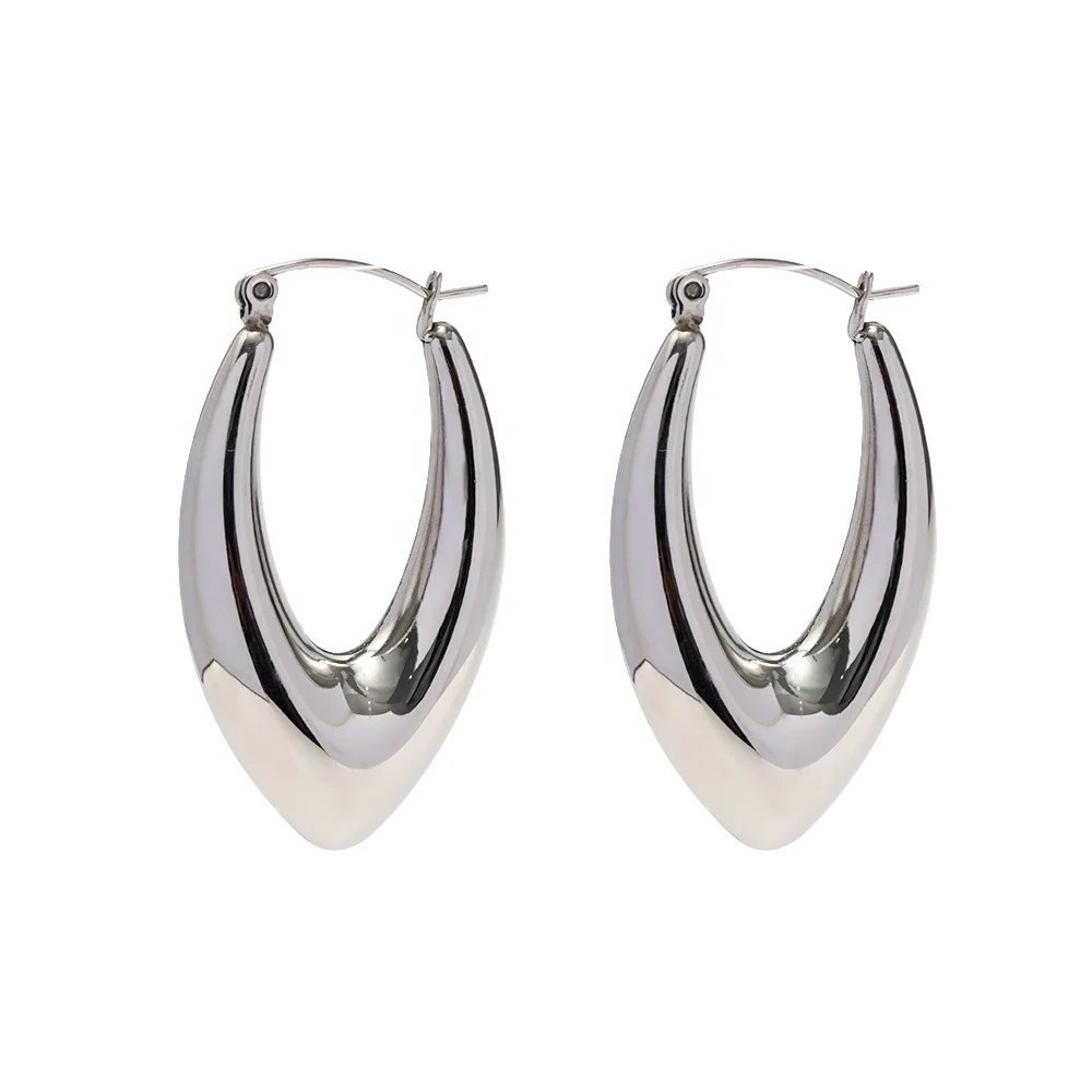 

Minimalist Retro Paris Liftstyle Hypoallergenic Hollowed Silver Plated Stainless Steel Hoop Earring