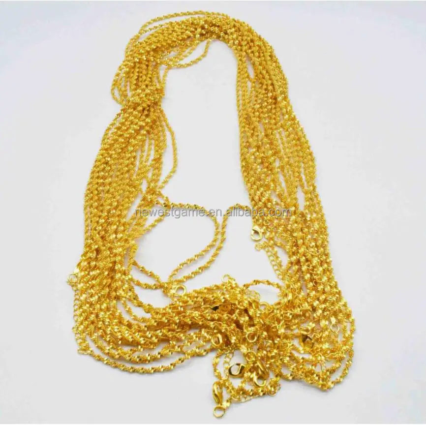 

wholesale 45cm women 24k solid gold plated brass Water wave chain hot sale women chain