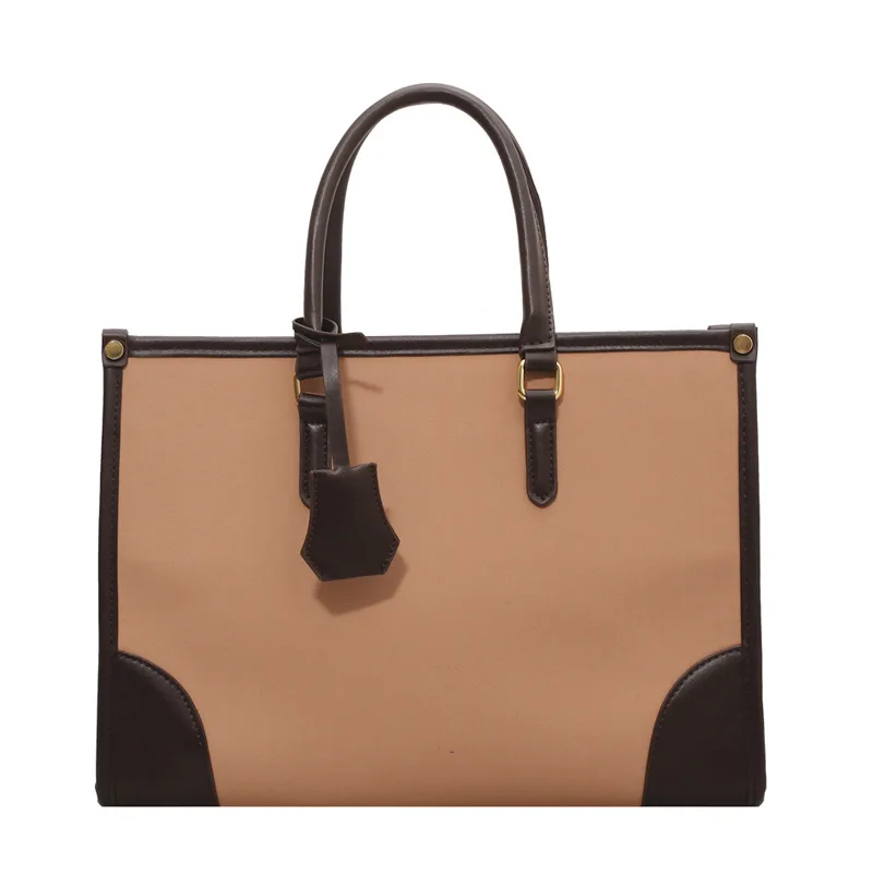 

New Fashion Handbag Retro Brown Designer Commute PU Tote Handle Bag Office Lady Luxury Shopper Bag Shoulder Handbags, Khaki,black,coffee,brown
