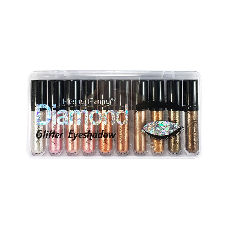 

Ready to ship HengFang 10 color super glitter Diamond Eyeshadow Liquid