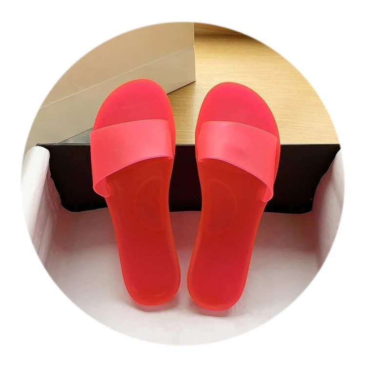 

Summer PVC Jelly Bean Slippers Women Slides Outdoor Beach Bathroom Transparent Slippers