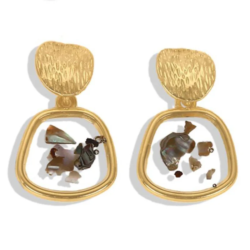 

2022 Drop shipping unique Womens Geometric Square Casting Shell pendant Earrings