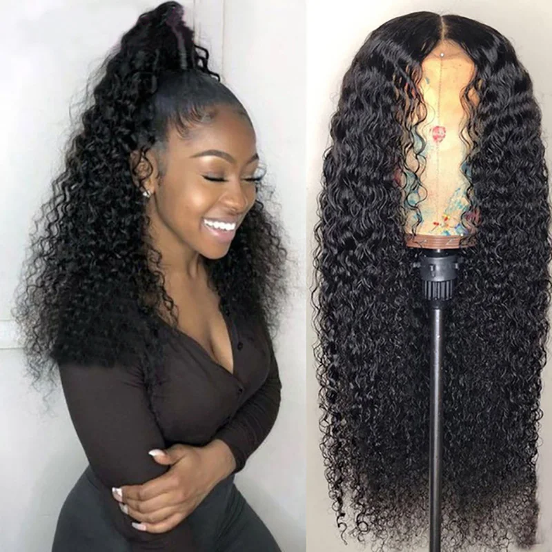 

Deep Wave Wig Curly Human Hair Wigs For black Women Pre Plucked Hairline with Baby Hair Remy Peruvian 13x4 Lace front Wigs